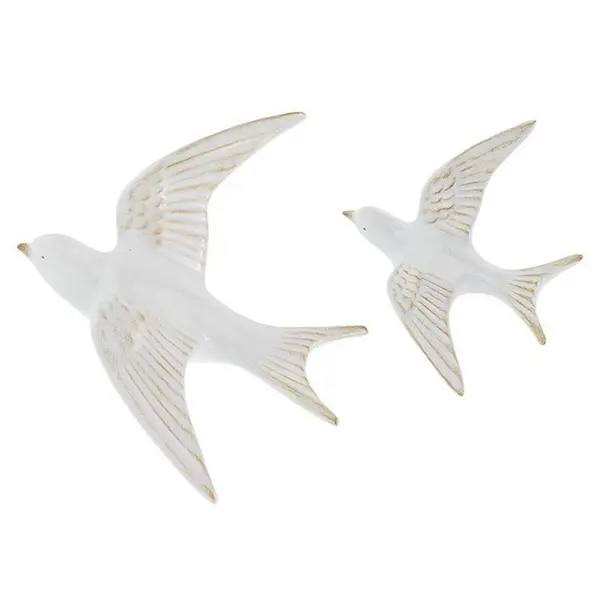 Lot de deux oiseaux effet blanc