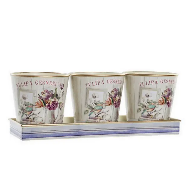 Set de trois pots de fleurs PVC