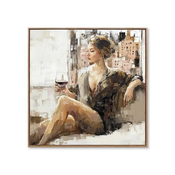 Toile Décoration Chic Femme Vin Rouge 61x61cm