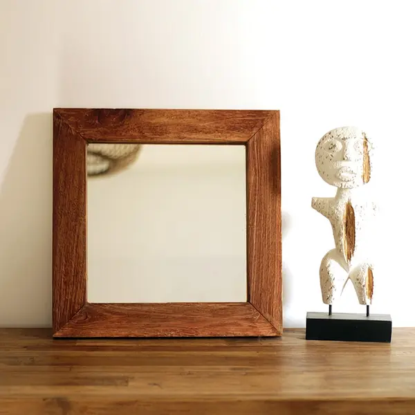 Small teak wood mirror – 40×40 cm